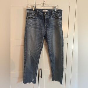 Moussy Vintage Jeans with Distressed Hem, Size 30